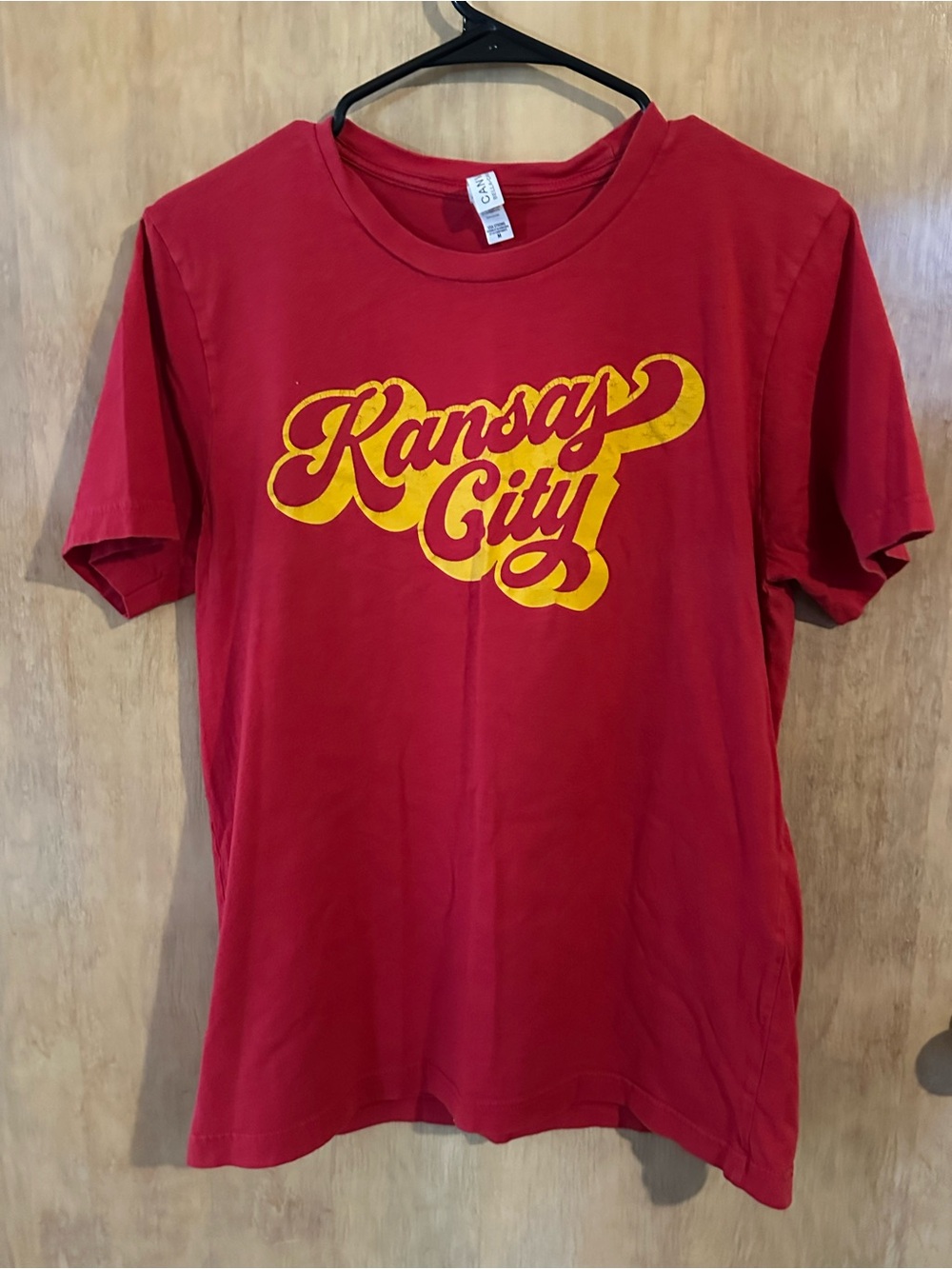 Bella Canvas Red Short-Sleeve Tee with Yellow Kansas City Script